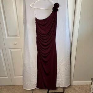 New York & Company One-Shoulder Burgundy Dress